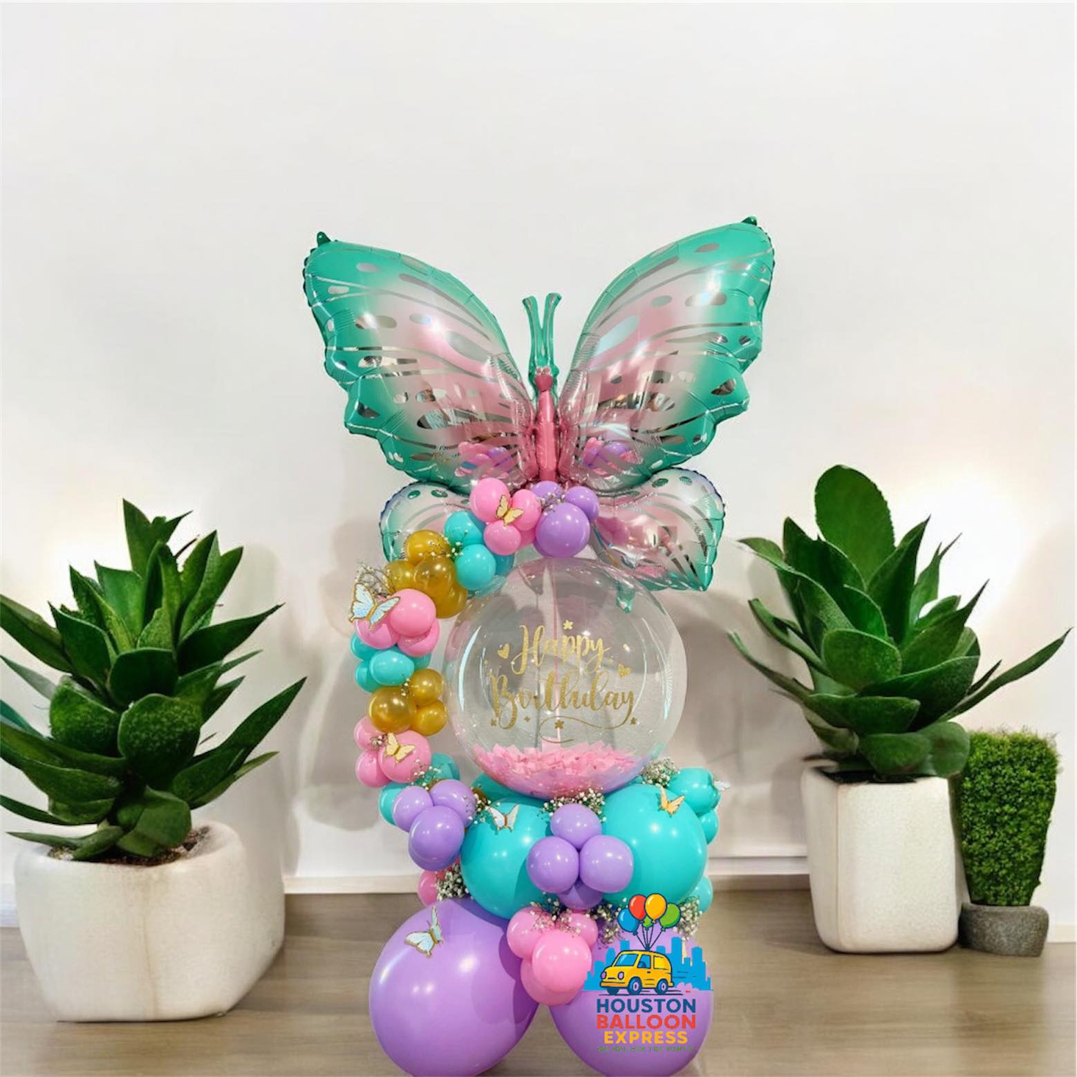 Butterfly Balloon Arrangement – Happy Birthday